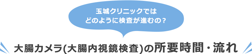 玉城クリニックでは どのように検査が進むの？大腸カメラ(大腸内視鏡検査)の所要時間・流れ